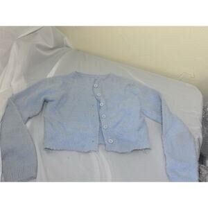 Wool Mohair Front Button Cardigan Sweater Xxs Light Blue